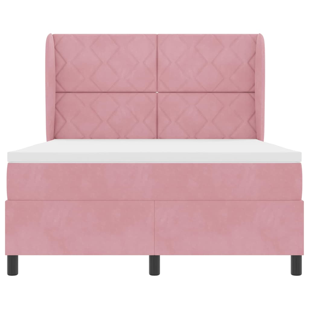 Letto a molle con testiera Rosa 200 x 140 cm Velluto | homemem39