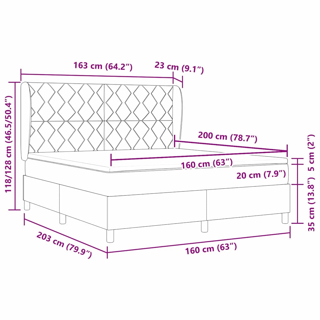 Letto a molle con testiera Verde Scuro 200 x 160 cm Velluto | homemem39