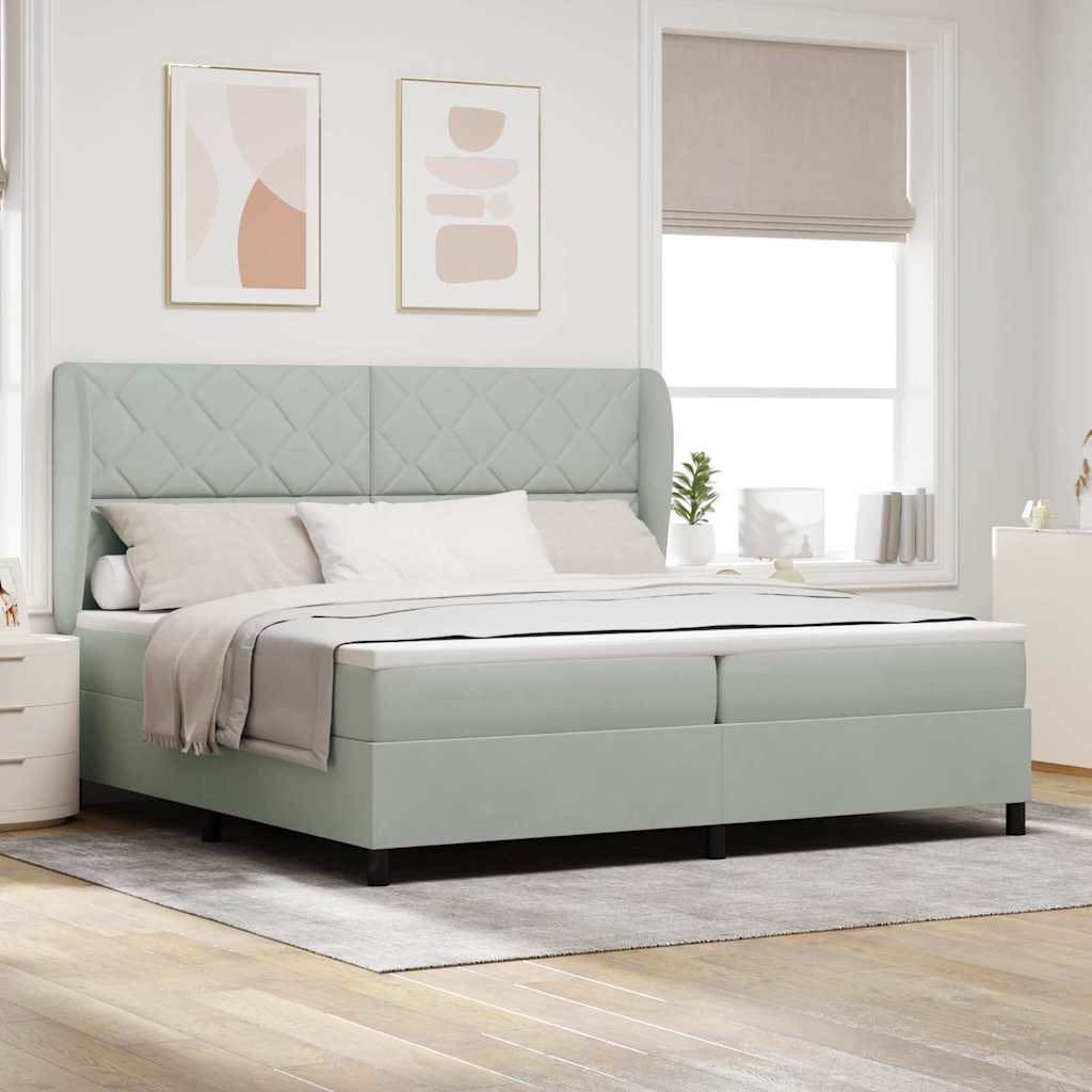 Letto a molle Grigio chiaro 200 x 200 cm Poliestere