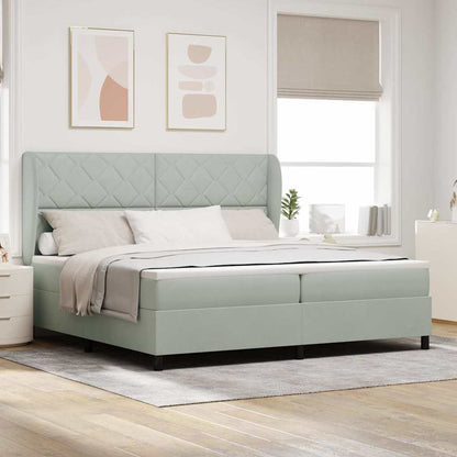 Letto a molle Grigio chiaro 200 x 200 cm Poliestere