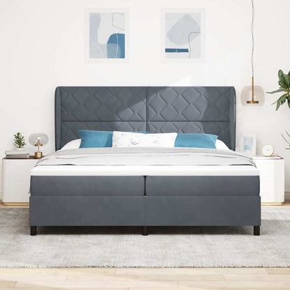 Letto a molle con testiera Grigio scuro 200 x 200 cm Poliestere