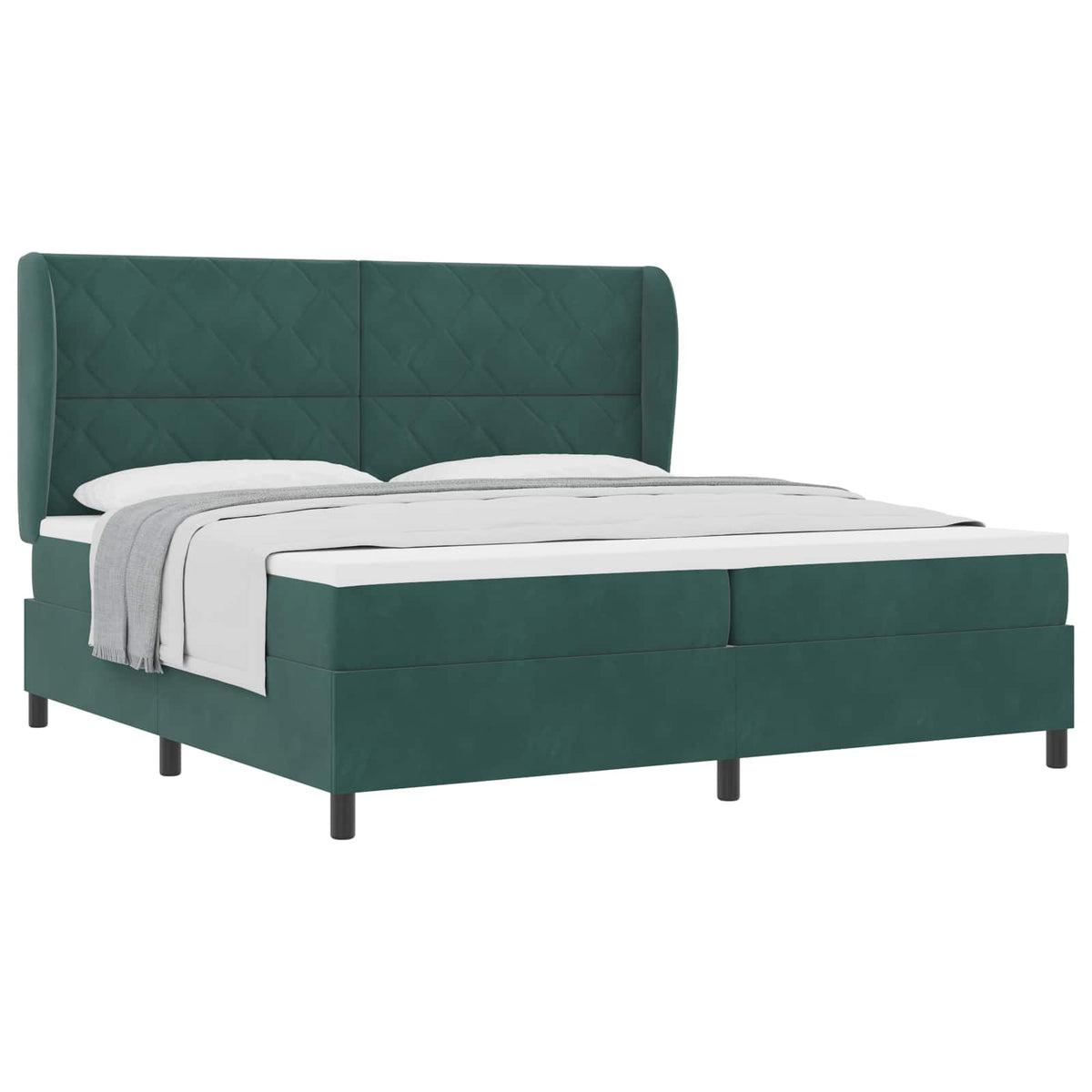 Letto a molle con testiera Verde Scuro 200 x 200 cm Velluto | homemem39