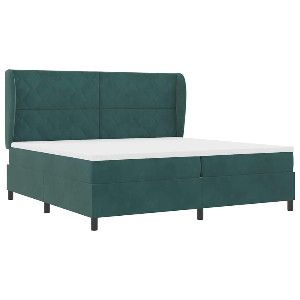 Letto a molle con testiera Verde Scuro 200 x 200 cm Velluto | homemem39