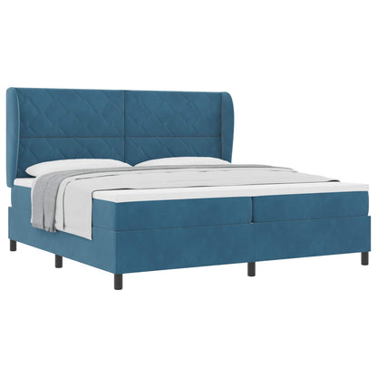 Letto a molle con testiera Blu Scuro 200 x 200 cm Velluto | homemem39