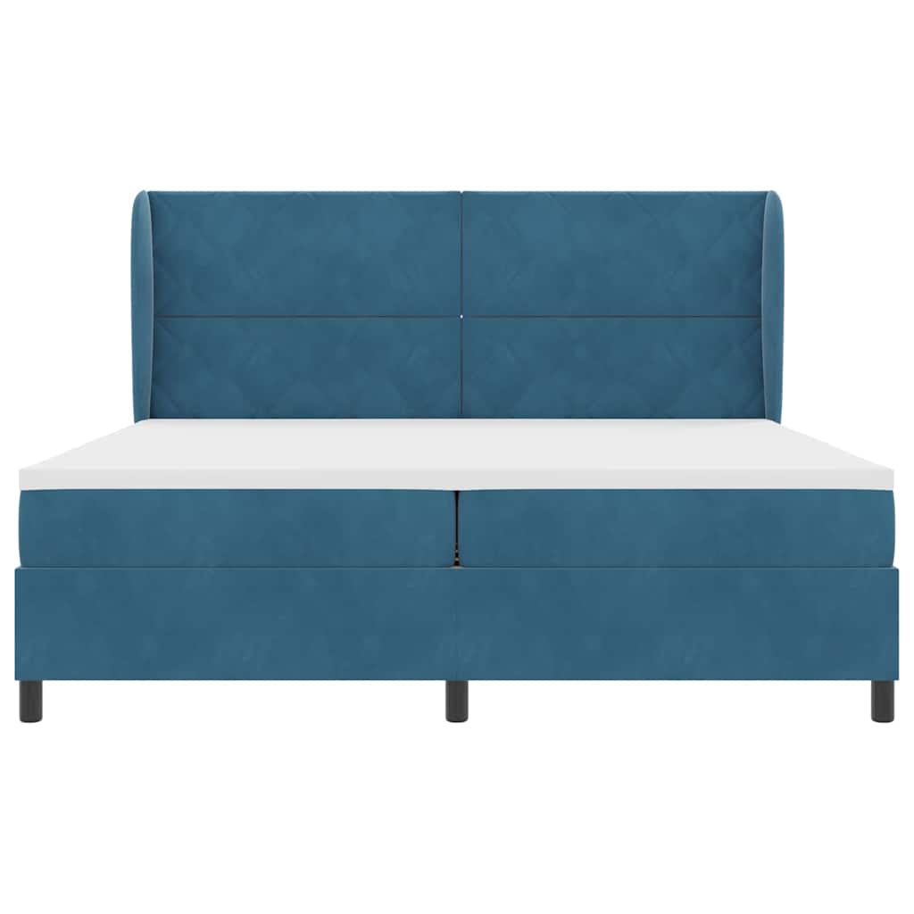 Letto a molle con testiera Blu Scuro 200 x 200 cm Velluto | homemem39