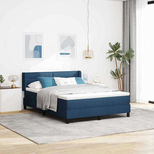 Letto a molle con testiera Blu 190 x 140 cm Tessuto | homemem39