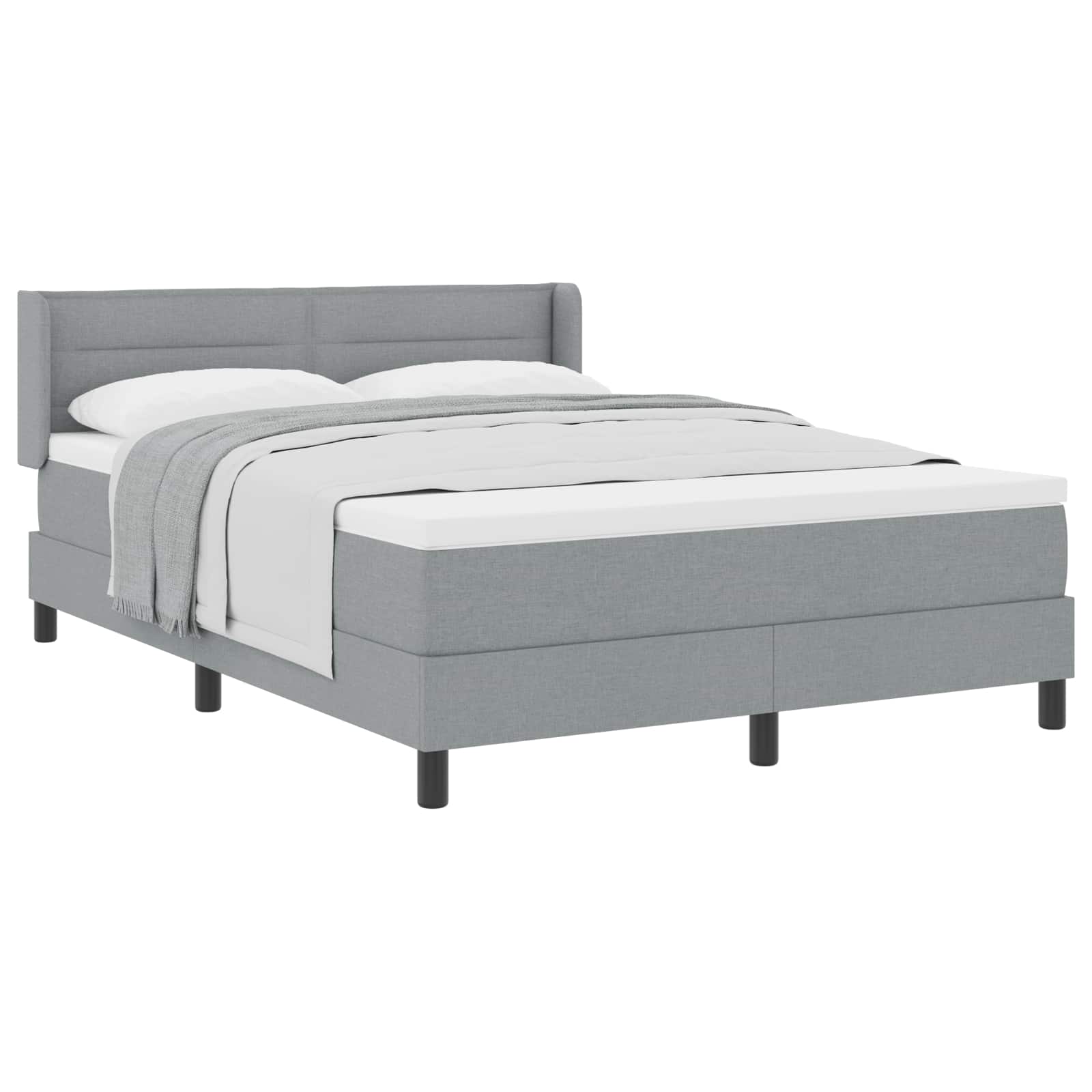 Letto a molle con testiera Grigio chiaro 200 x 140 cm Tessuto | homemem39