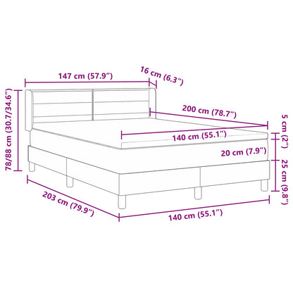 Letto a molle con testiera Nero 200 x 140 cm Tessuto | homemem39