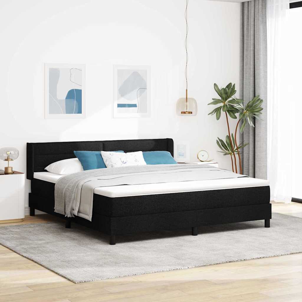 Letto a molle con testiera Nero 200 x 180 cm Tessuto | homemem39