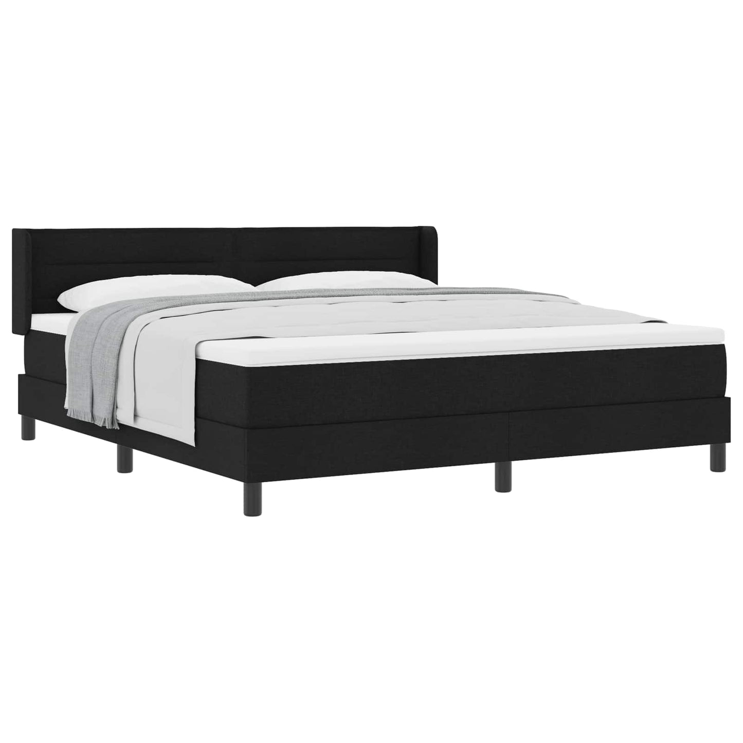 Letto a molle con testiera Nero 200 x 180 cm Tessuto