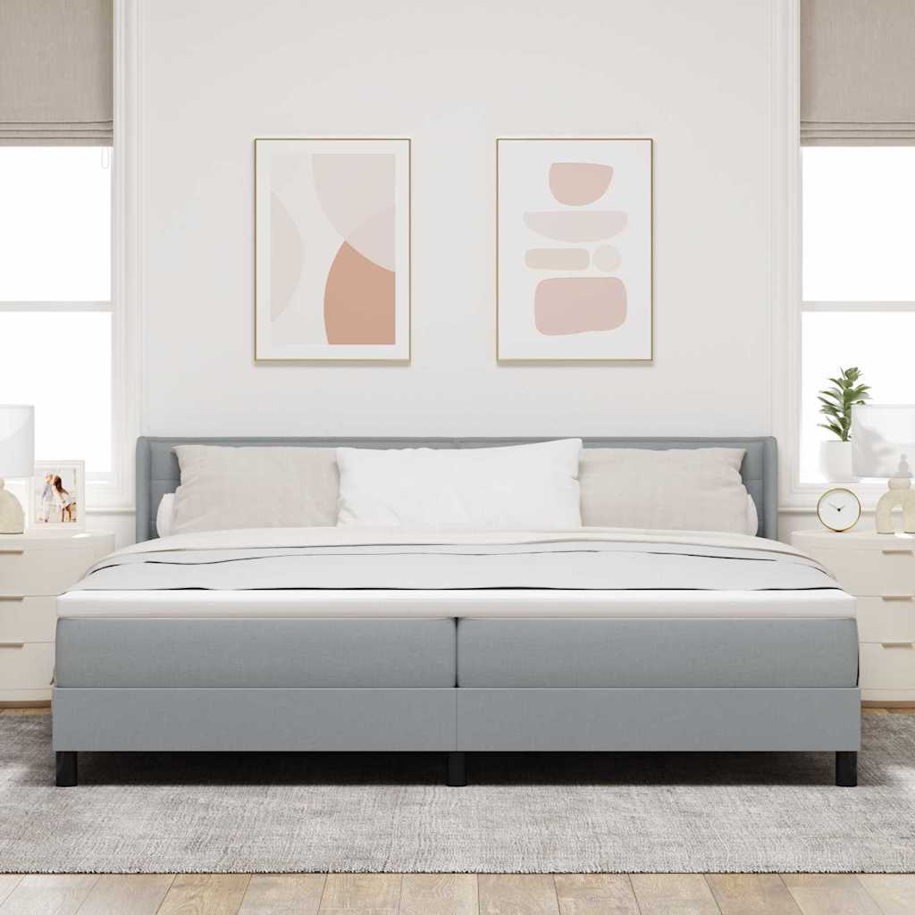 Letto a molle con testiera Grigio chiaro 200 x 200 cm Tessuto