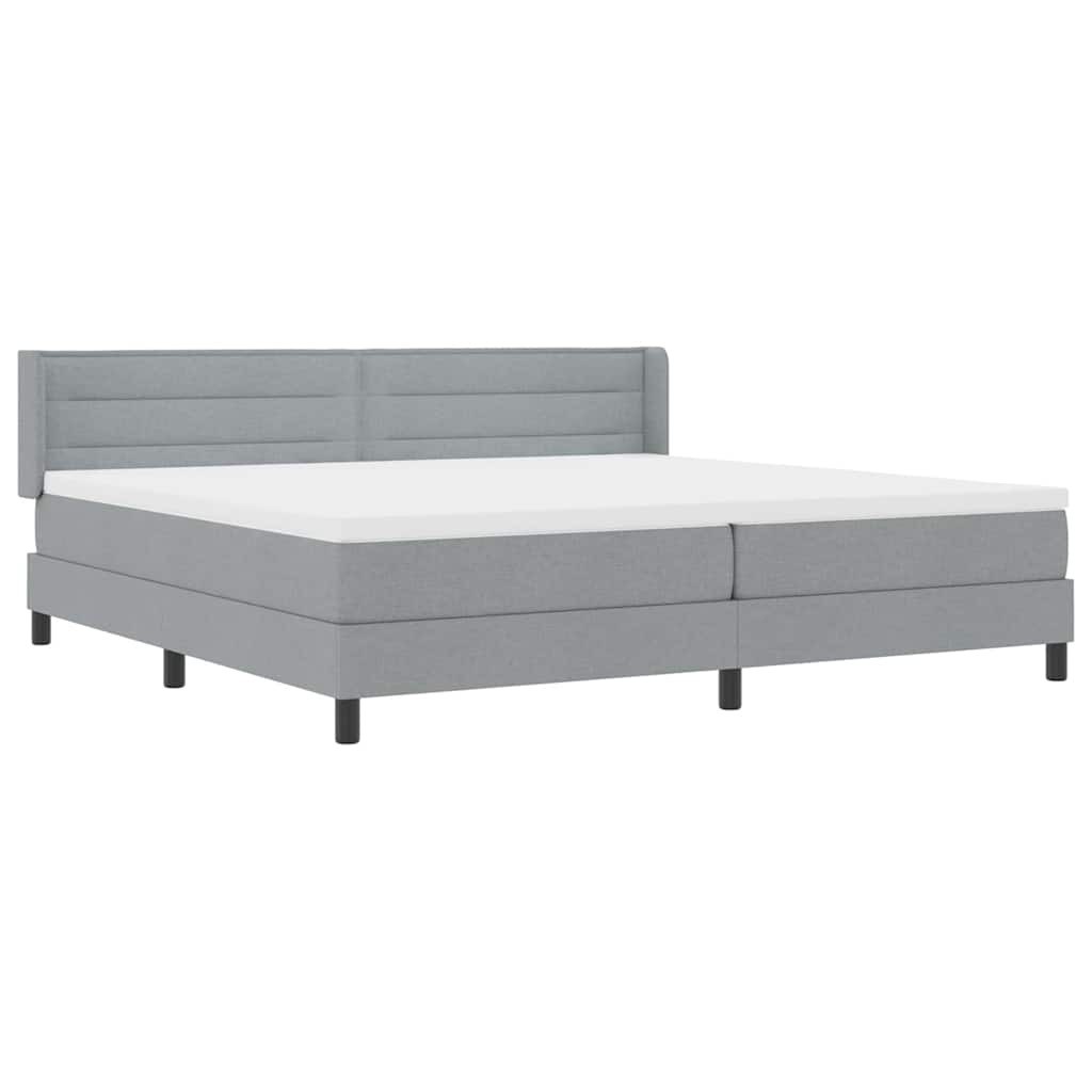 Letto a molle con testiera Grigio chiaro 200 x 200 cm Tessuto | homemem39