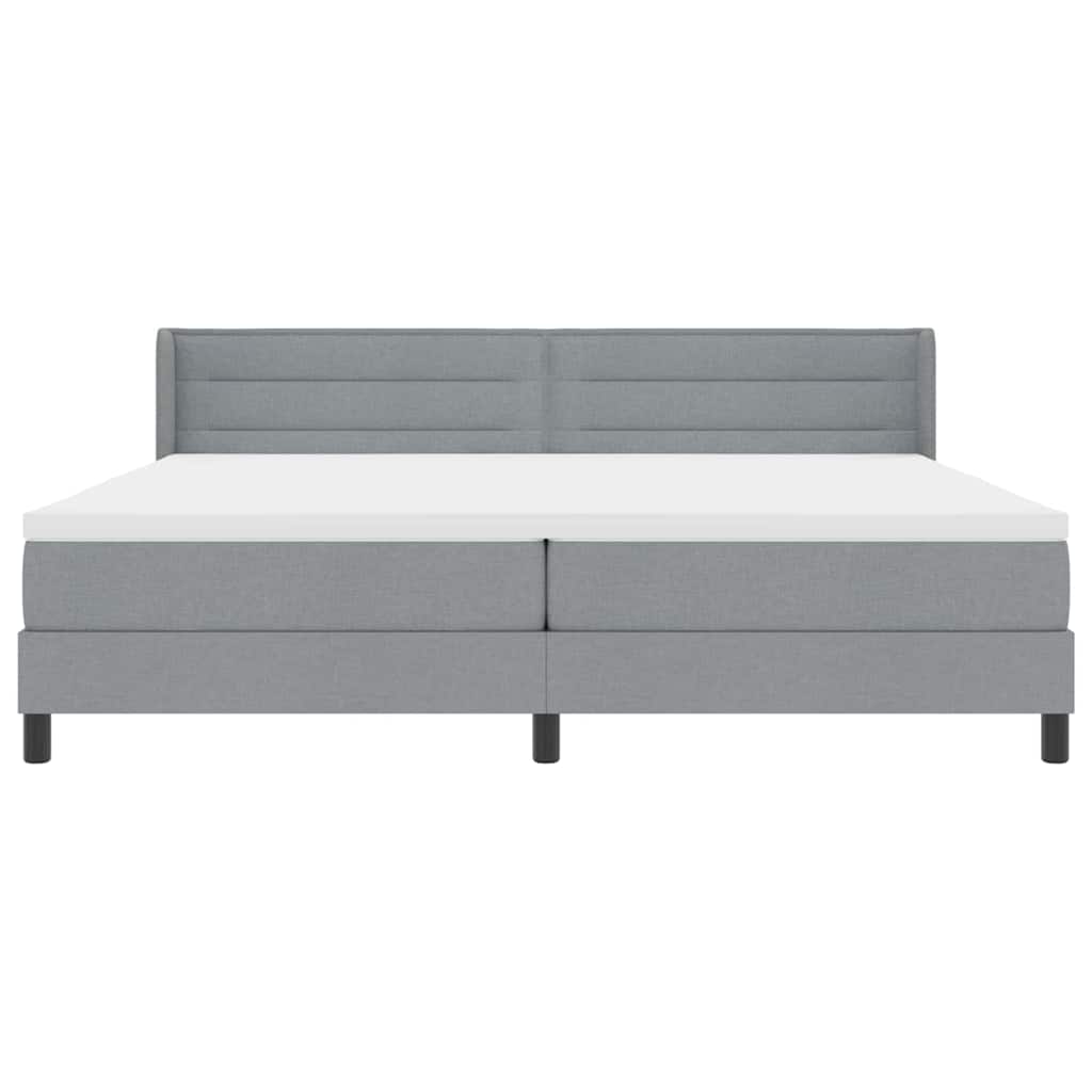 Letto a molle con testiera Grigio chiaro 200 x 200 cm Tessuto | homemem39