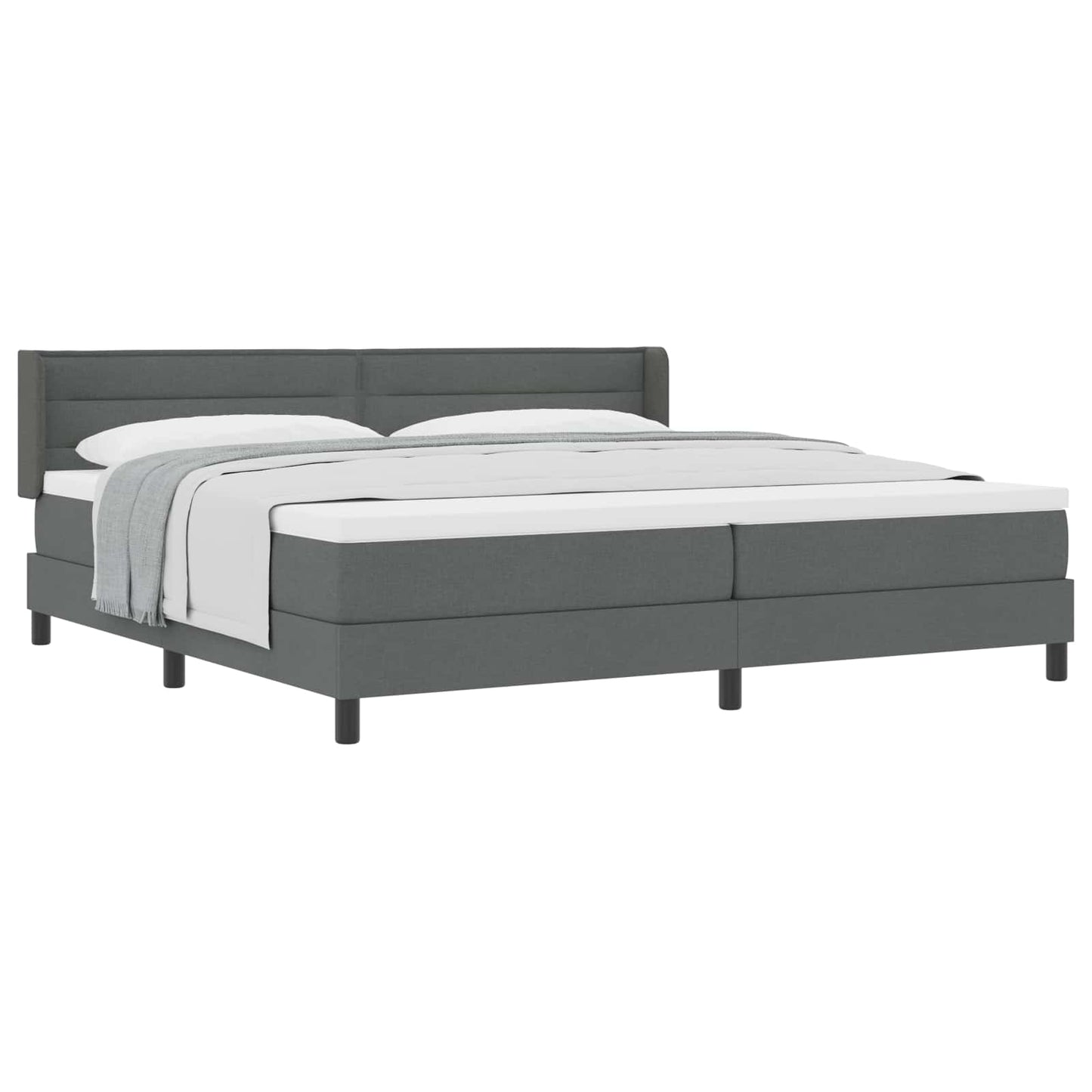 Letto a molle con testiera Grigio scuro 200 x 200 cm Tessuto | homemem39