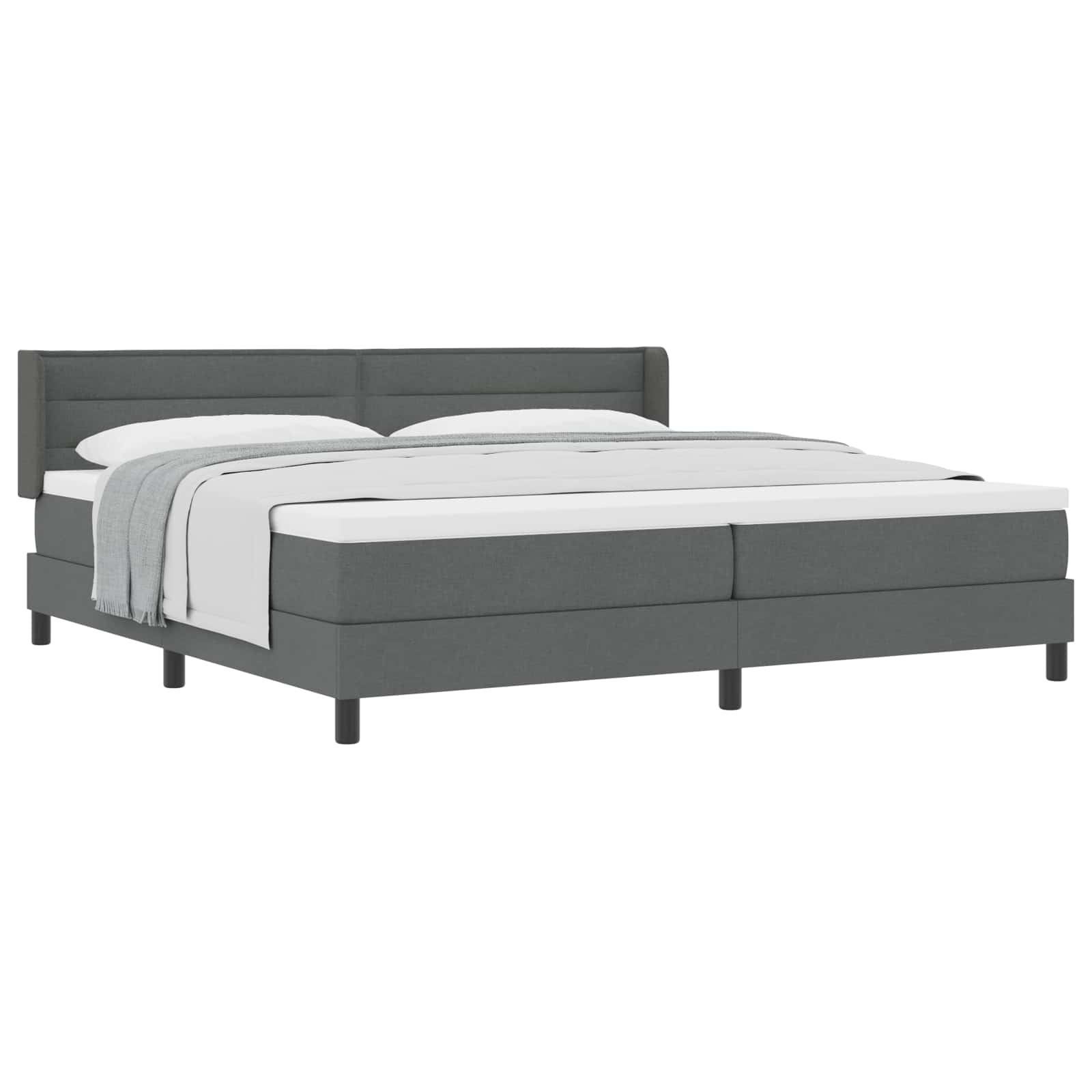 Letto a molle con testiera Grigio scuro 200 x 200 cm Tessuto | homemem39