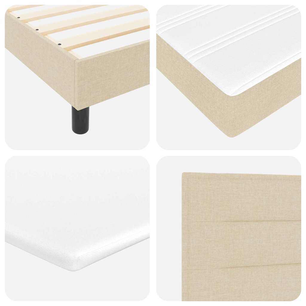 Letto a molle con testiera Crema 200 x 200 cm Tessuto | homemem39