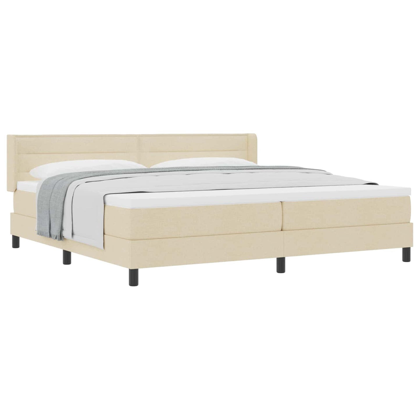 Letto a molle con materasso Crema 200 x 200 cm Tessuto | homemem39