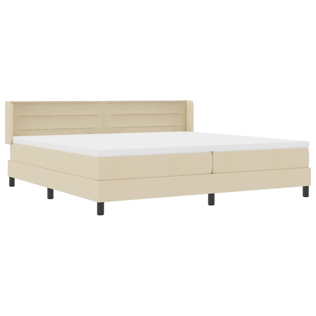 Letto a molle con materasso Crema 200 x 200 cm Tessuto | homemem39