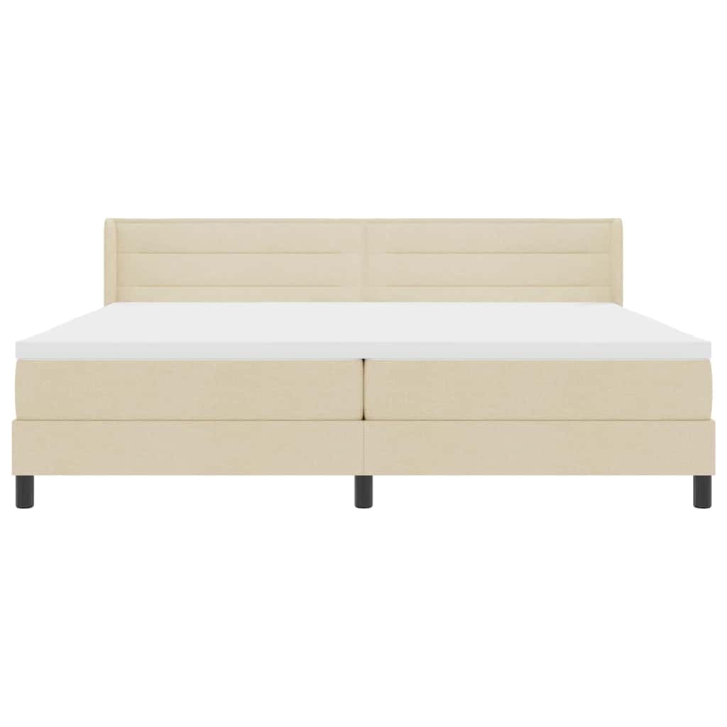 Letto a molle con materasso Crema 200 x 200 cm Tessuto | homemem39