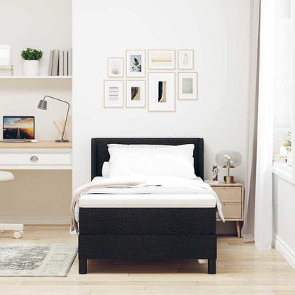 Letto a molle con testiera Nero 190 x 90 cm Tessuto | homemem39
