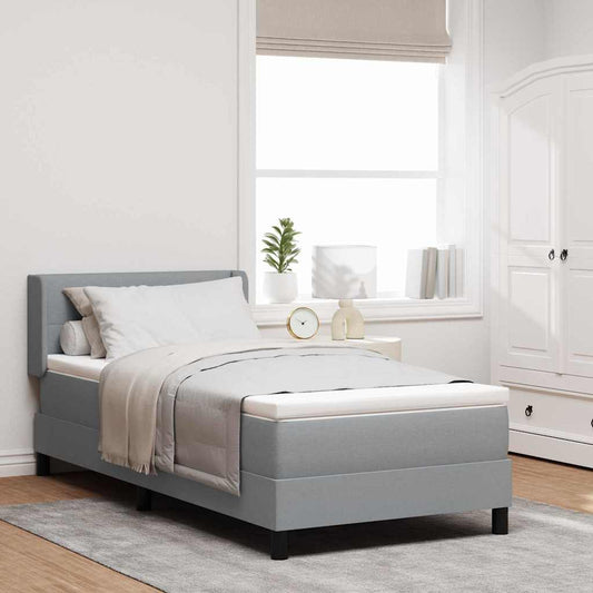 Letto a molle con testiera Grigio chiaro 200 x 90 cm Tessuto | homemem39