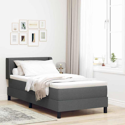 Letto a molle con testiera Grigio scuro 200 x 90 cm Tessuto