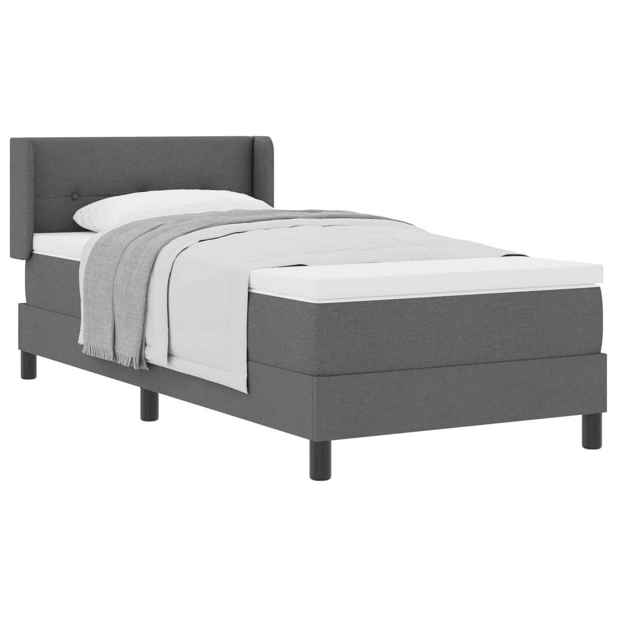 Letto a molle con testiera Grigio scuro 200 x 90 cm Tessuto