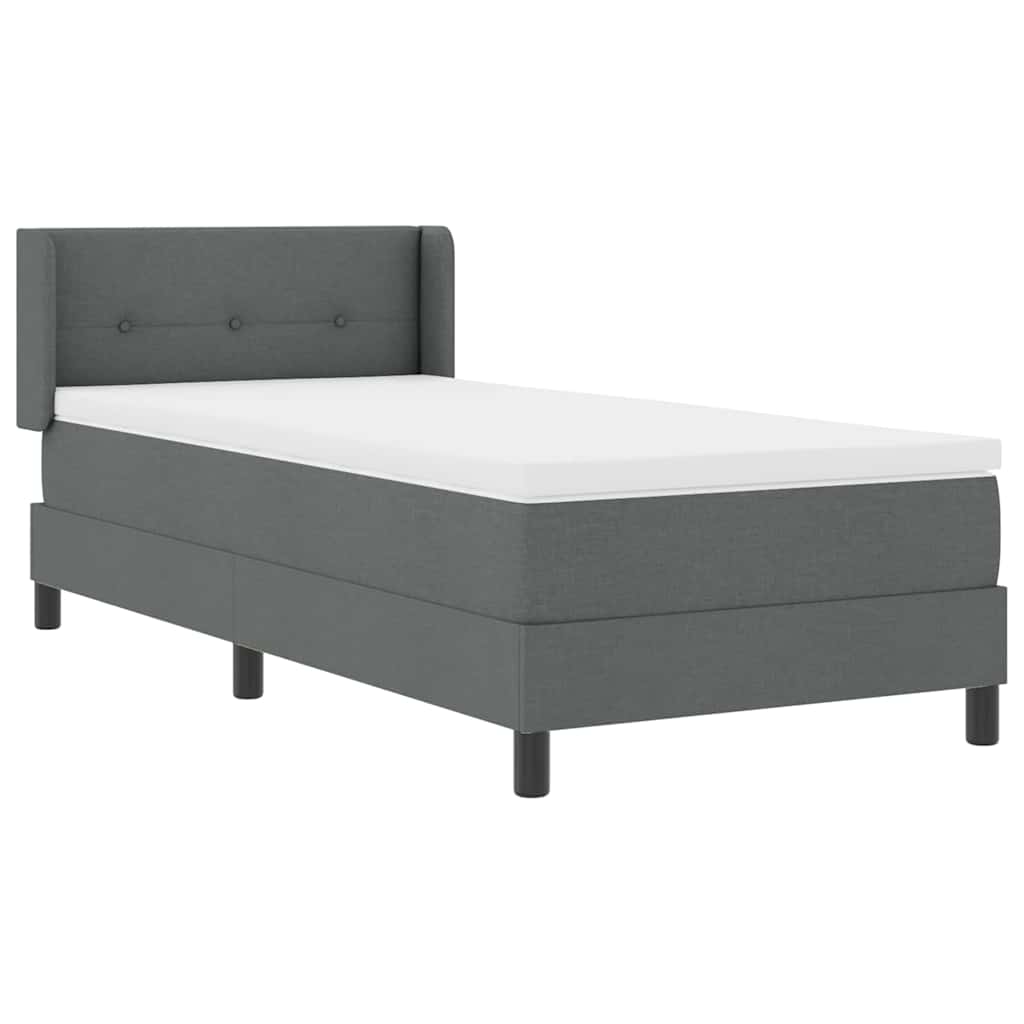 Letto a molle con testiera Grigio scuro 200 x 90 cm Tessuto
