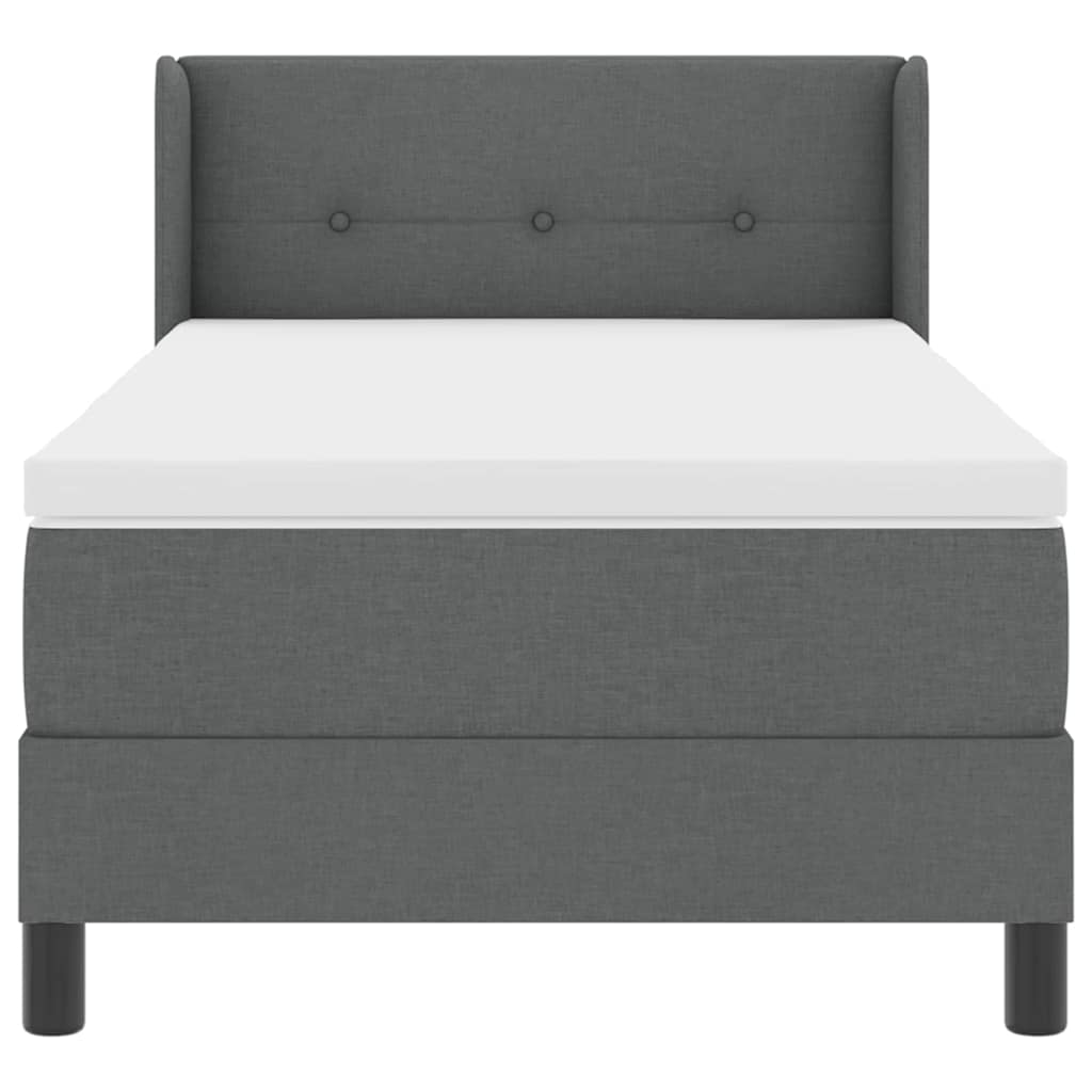 Letto a molle con testiera Grigio scuro 200 x 90 cm Tessuto