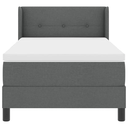 Letto a molle con testiera Grigio scuro 200 x 90 cm Tessuto