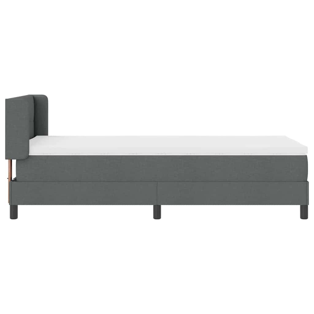 Letto a molle con testiera Grigio scuro 200 x 90 cm Tessuto