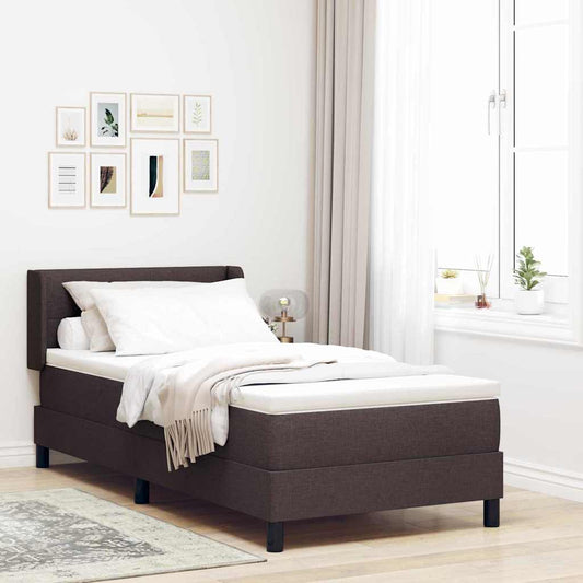 Letto a molle con testiera Marrone Scuro 200 x 100 cm Tessuto | homemem39