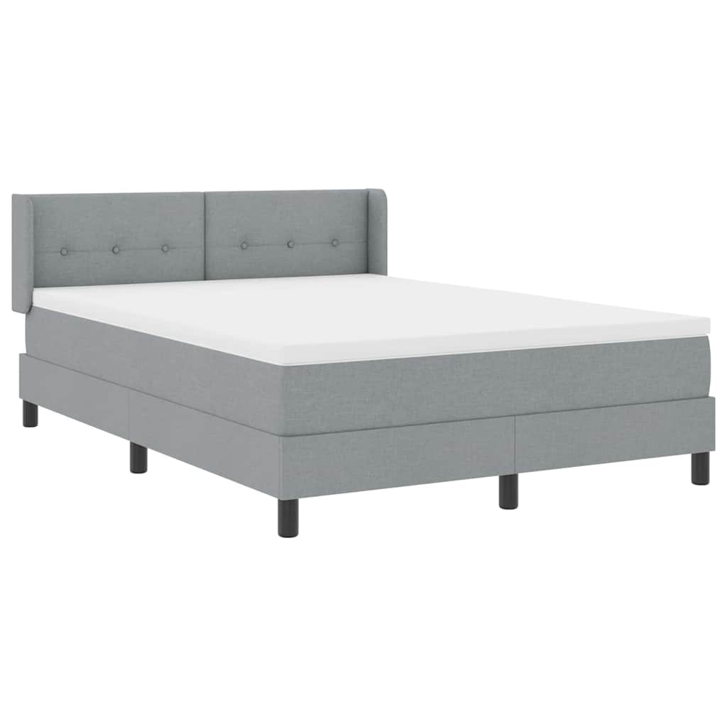 Letto a molle con testiera Grigio chiaro 200 x 140 cm Tessuto | homemem39