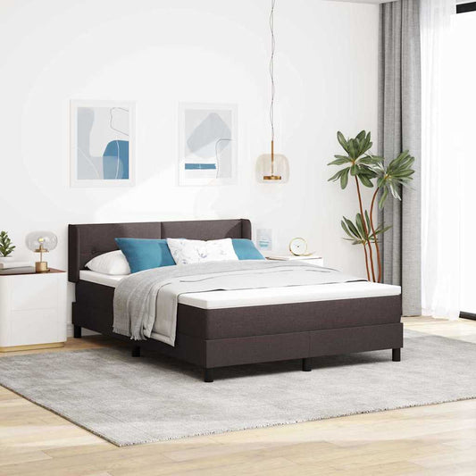 Letto a molle con testiera Marrone Scuro 200 x 140 cm Tessuto | homemem39