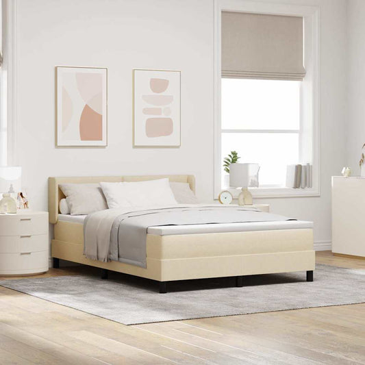 Letto a molle con testiera Crema 200 x 140 cm Tessuto | homemem39