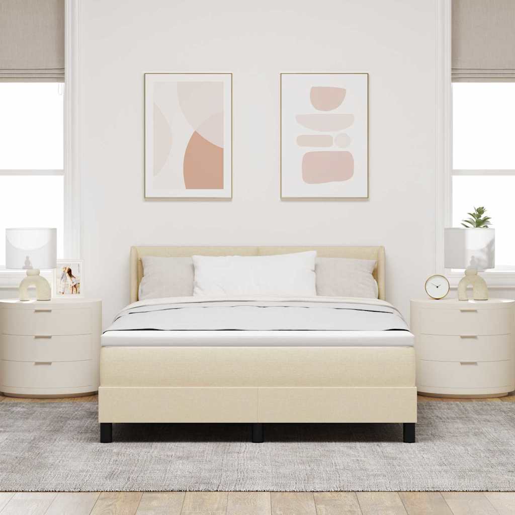 Letto a molle con testiera Crema 200 x 140 cm Tessuto | homemem39