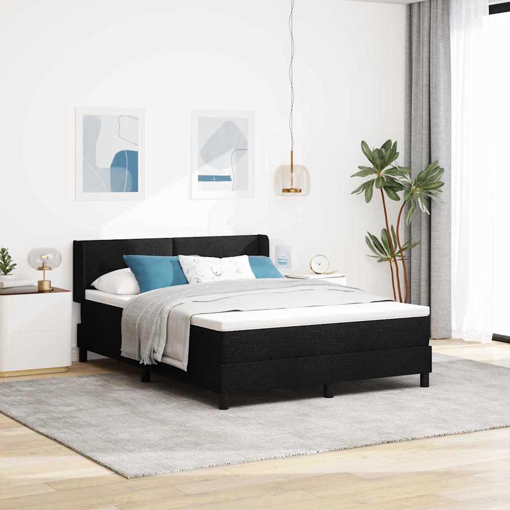 Letto a molle con testiera Nero 200 x 160 cm Tessuto | homemem39