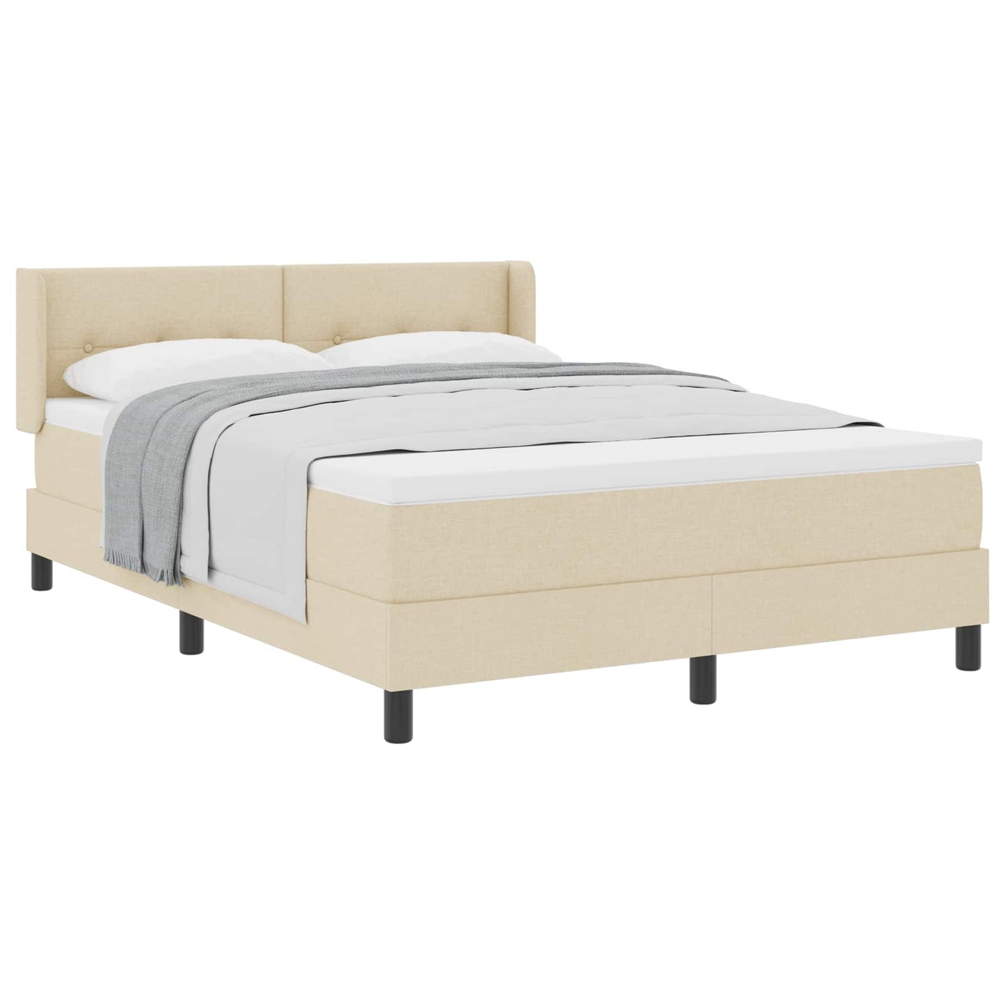 Letto a molle con testiera Crema 200 x 160 cm Tessuto | homemem39