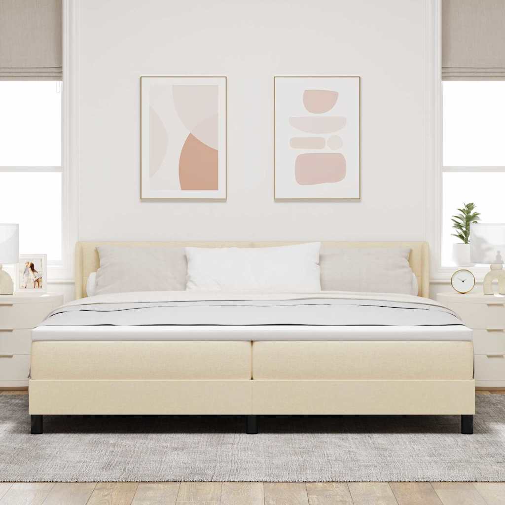 Letto a molle con testiera Crema 200 x 200 cm Tessuto | homemem39