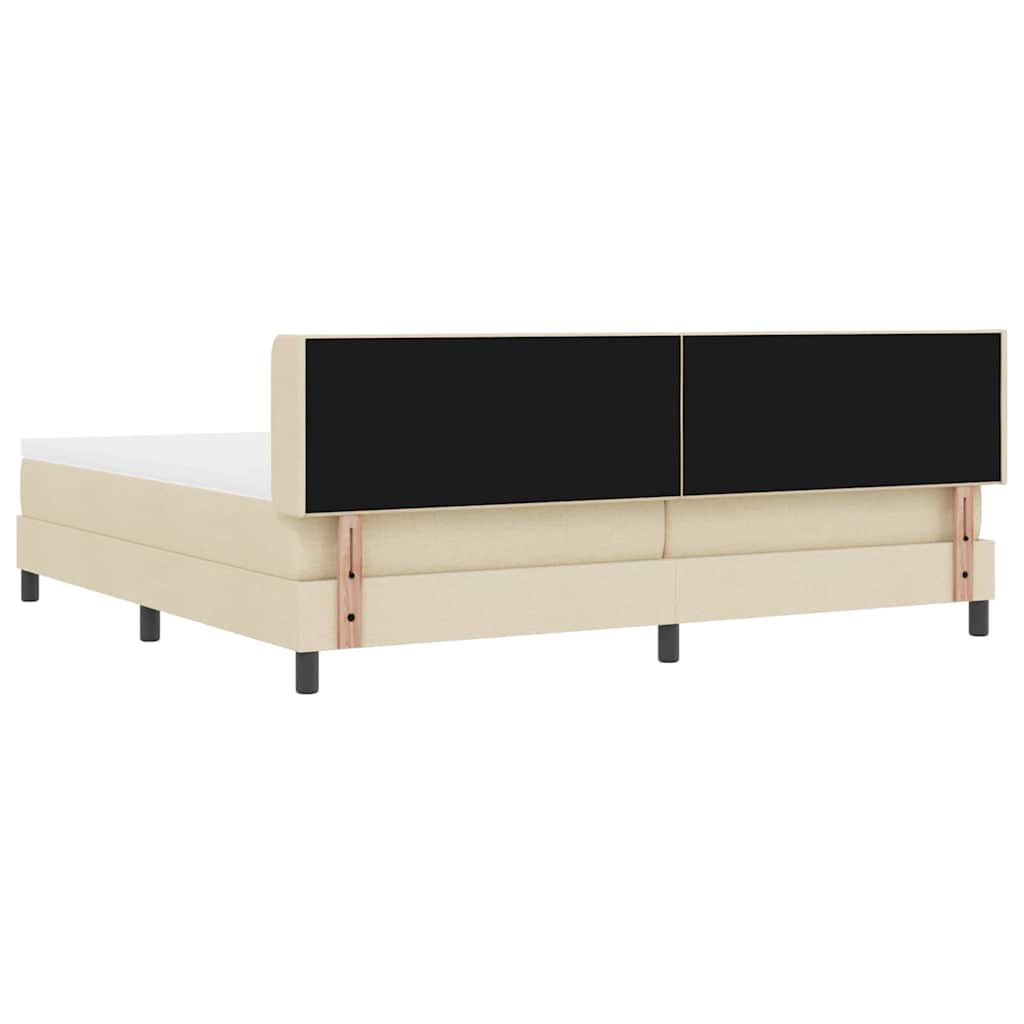 Letto a molle con testiera Crema 200 x 200 cm Tessuto | homemem39