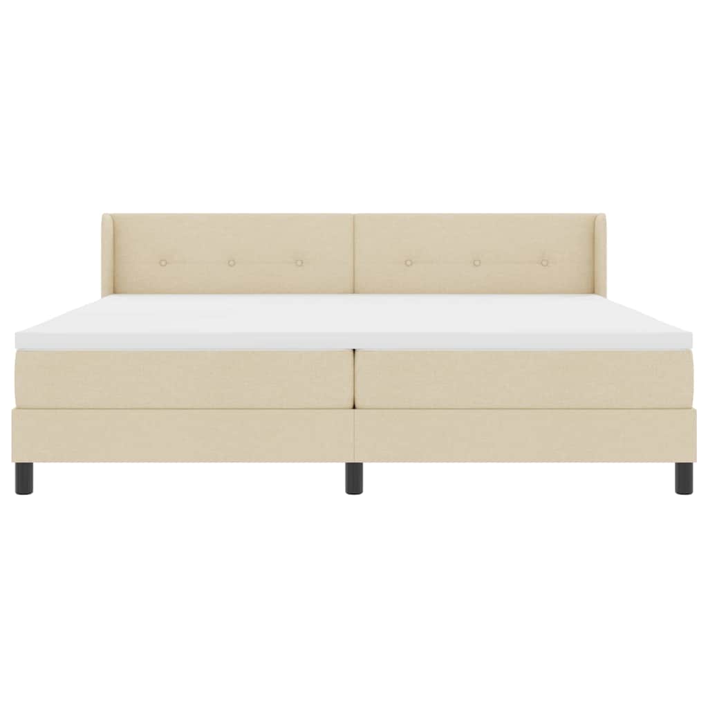 Letto a molle con testiera Crema 200 x 200 cm Tessuto | homemem39
