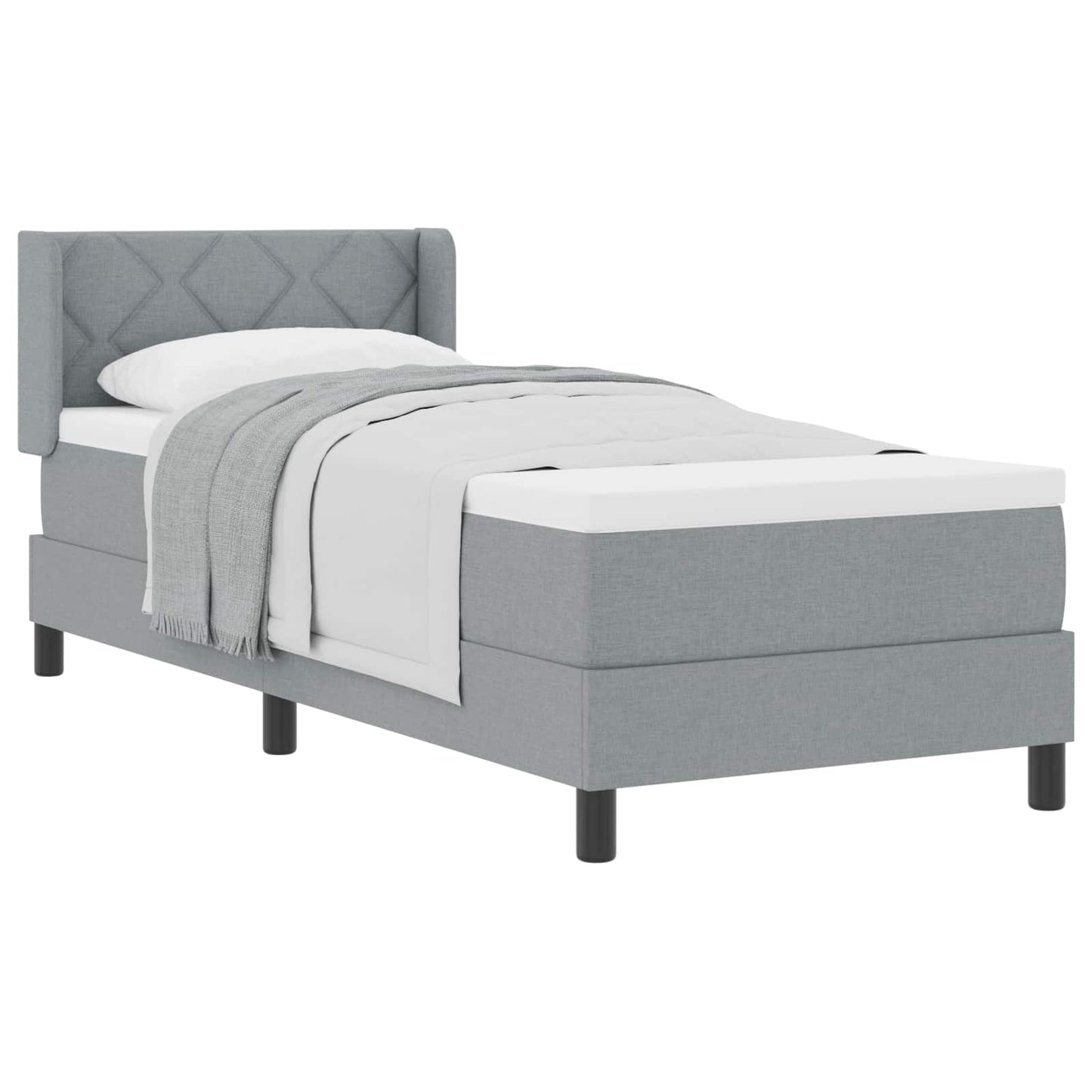 Letto box spring con materasso Grigio chiaro 80 x 200 cm
