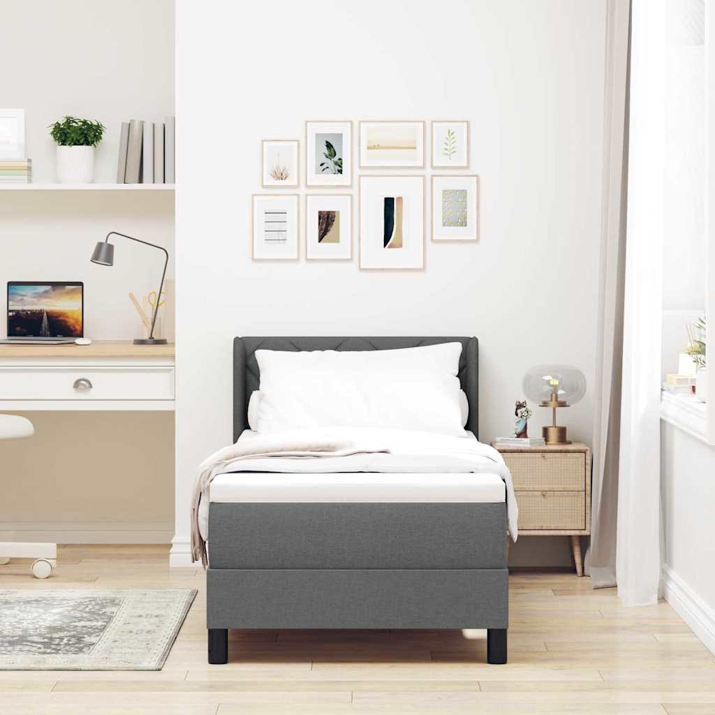 Letto a molle con testiera Grigio scuro 200 x 80 cm Tessuto | homemem39