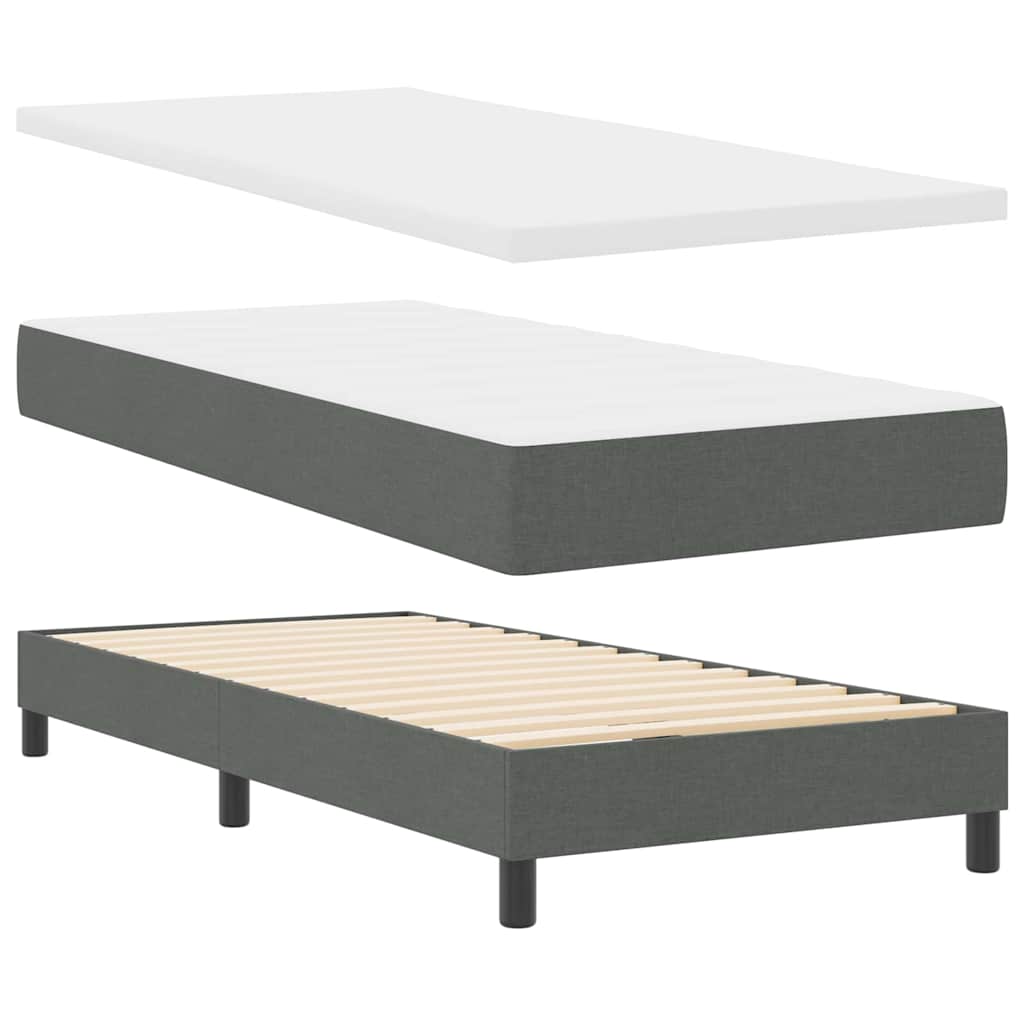 Letto box spring con materasso Grigio scuro 90 x 190 cm