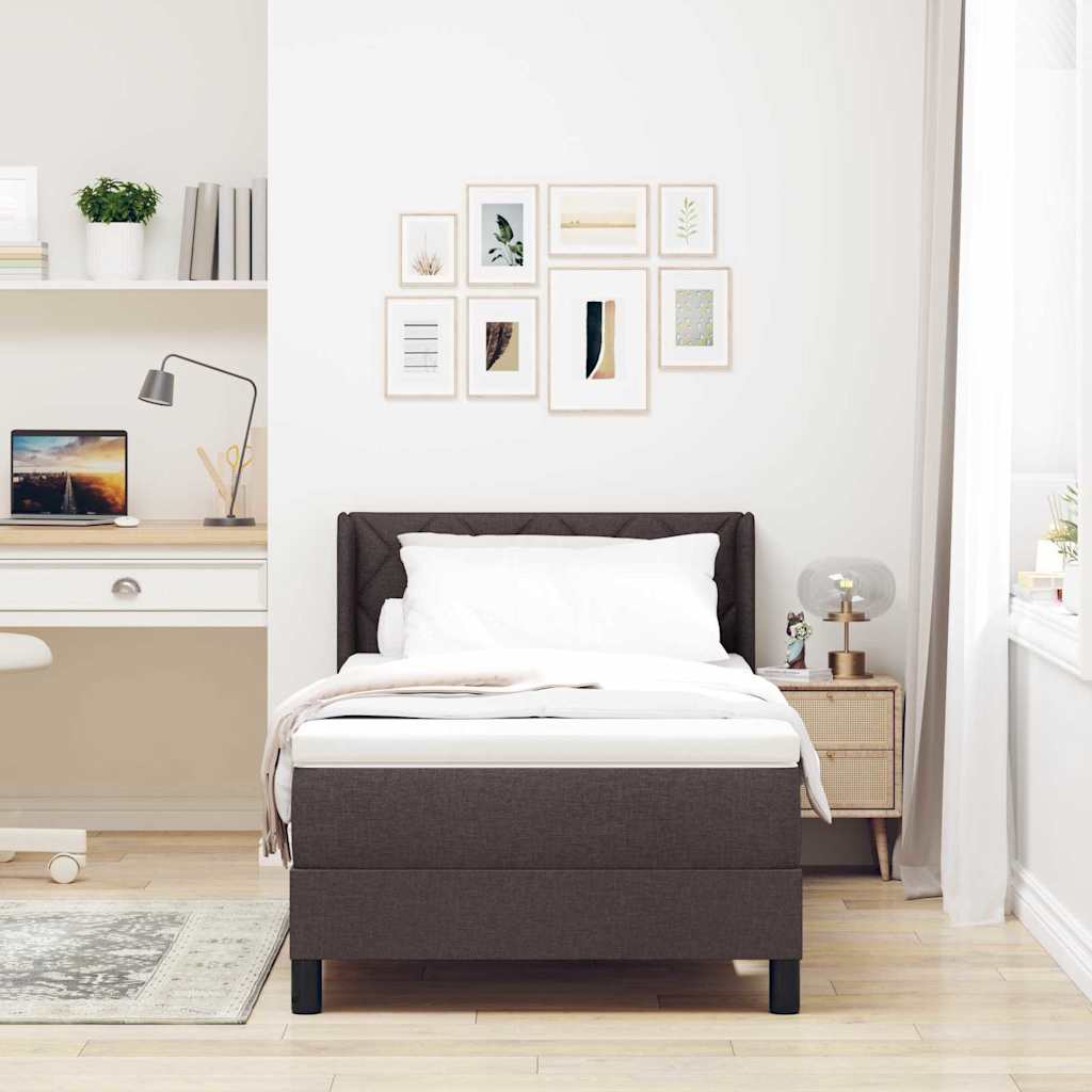 Letto a molle con testiera Marrone Scuro 190 x 90 cm Tessuto | homemem39