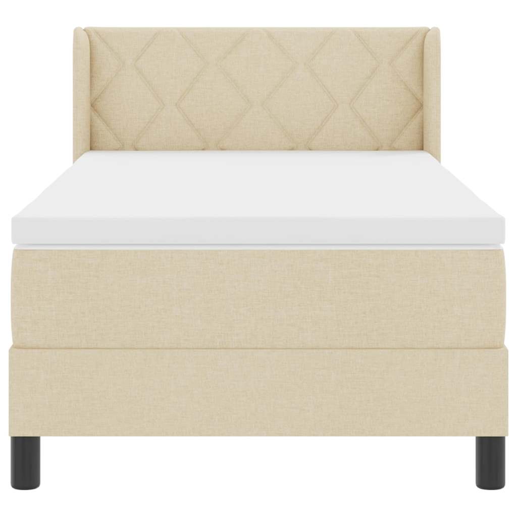 Letto a molle con cuscino Crema 190 x 90 cm Tessuto | homemem39