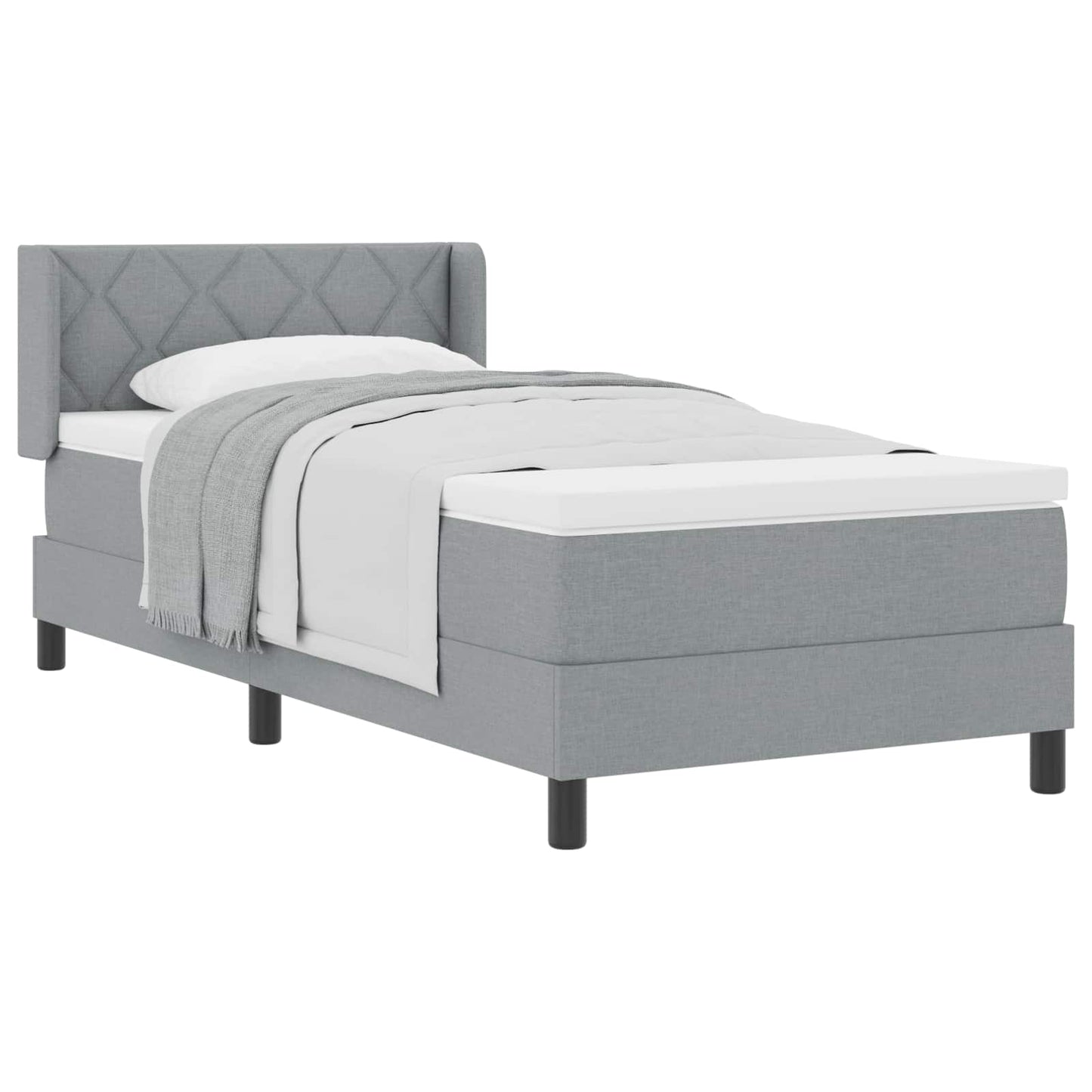 Letto a molle con testiera Grigio chiaro 200 x 90 cm Tessuto | homemem39