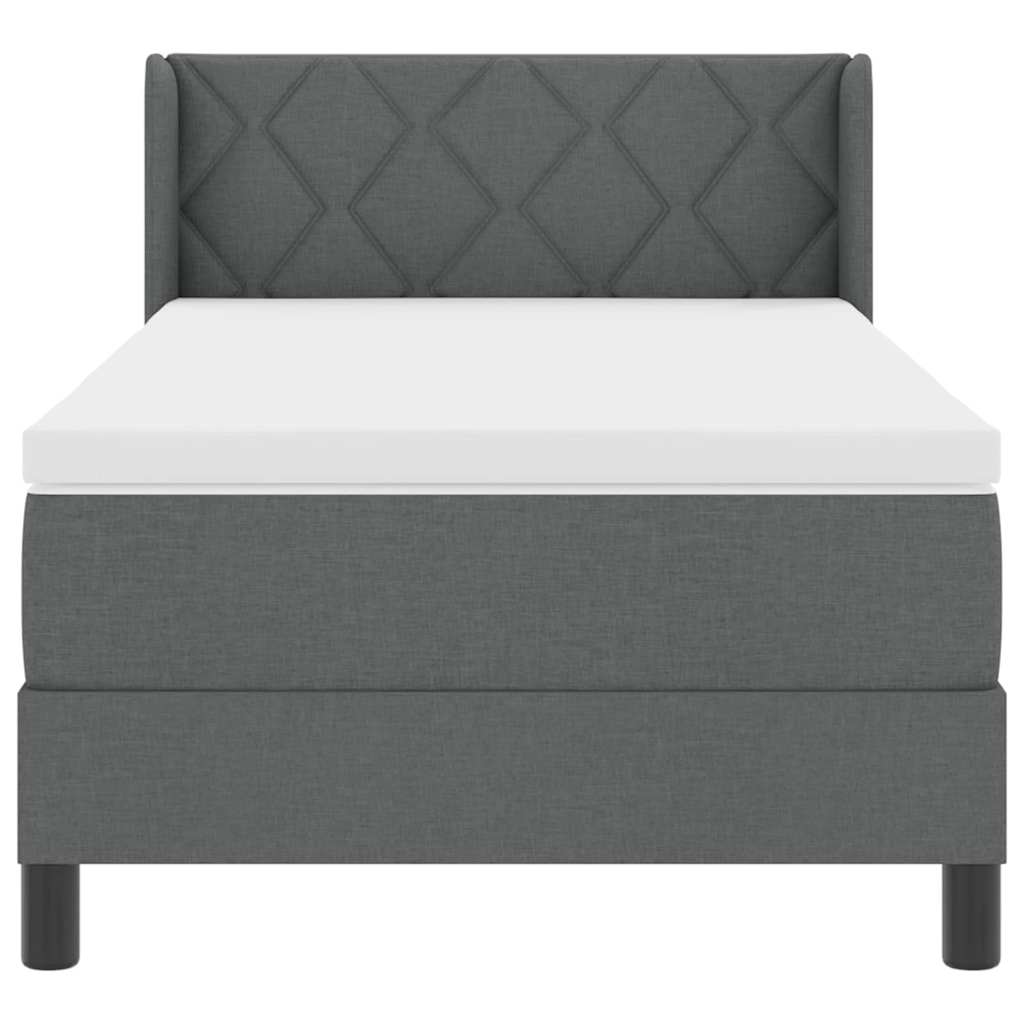 Letto a molle con testiera Grigio scuro 200 x 90 cm Tessuto | homemem39