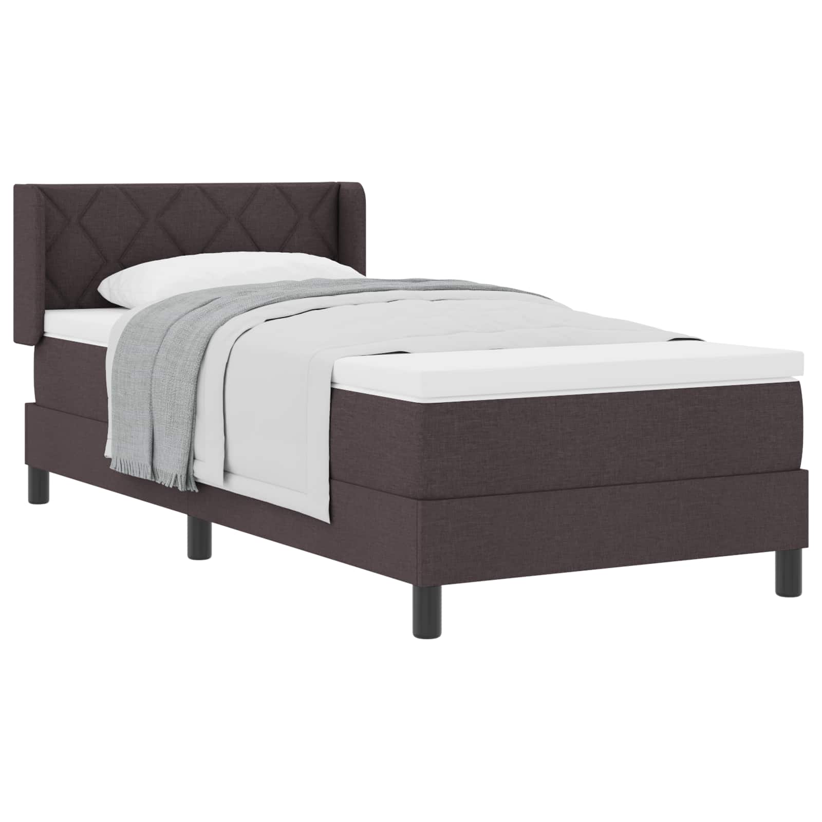 Letto a molle con testiera Marrone Scuro 200 x 90 cm Tessuto | homemem39