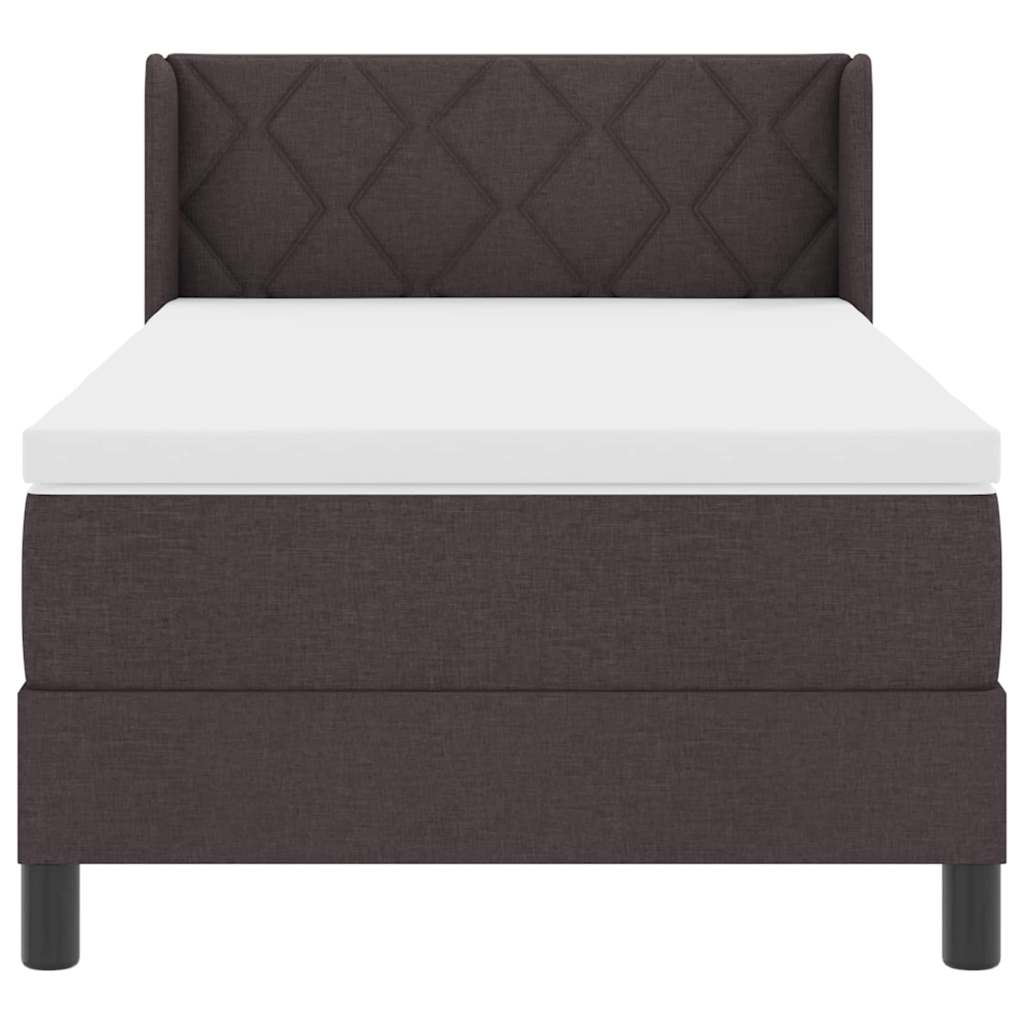 Letto a molle con testiera Marrone Scuro 200 x 100 cm Tessuto | homemem39